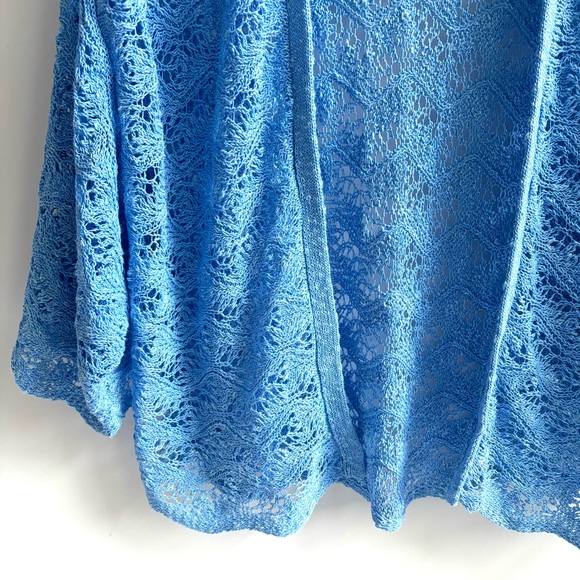 Chico’s Patrice Shrug Linen Blend Cardigan Sweater 3/4 Sleeves Manganese Blue - Picture 6 of 15